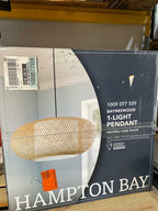 Hampton Bay Bayneswood 60-Watt 1-Light Natural Cane Pendant with Black Accents