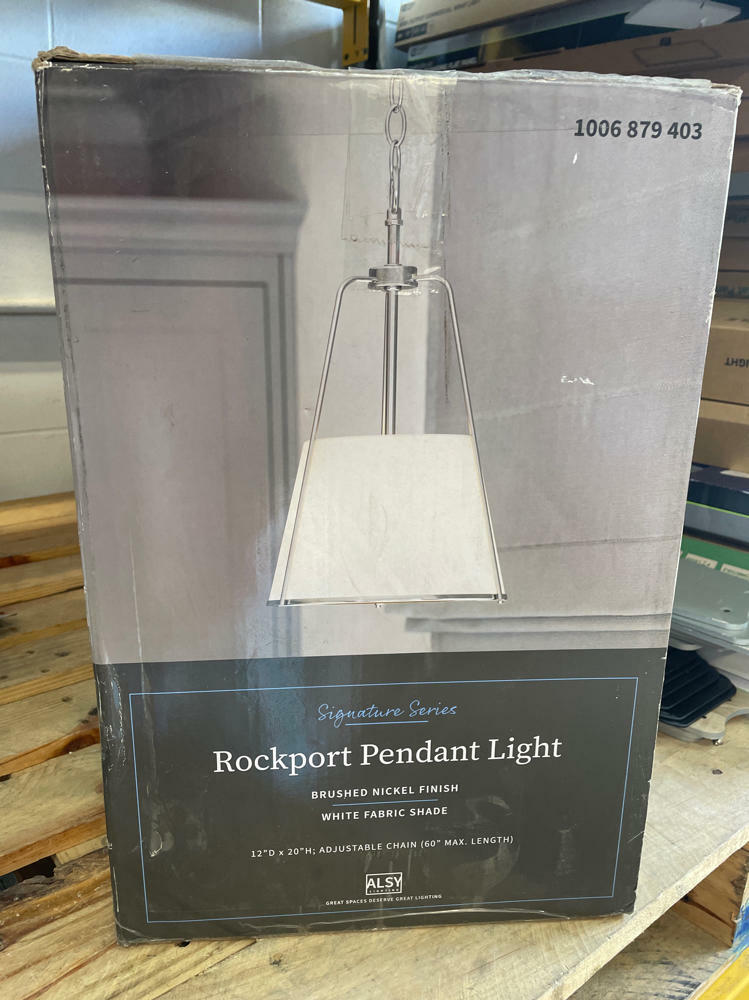 Alsy 1-Light Brushed Nickel Oversized Caged Mini Pendant with Linen Shade