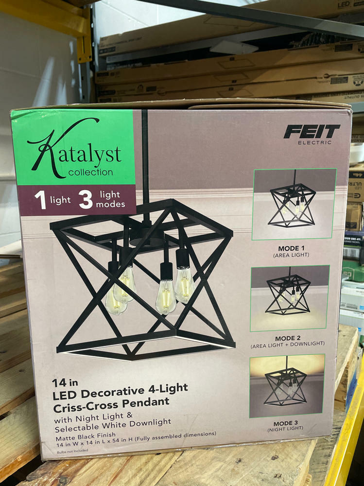 Katalyst 60-Watt 4-Light Matte Black Modern Adjustable CCT and 3-Light Modes