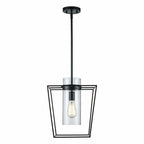 Monteaux Lighting 12 in. 1-Light Black Pendant Light Fixture with Clear Glass