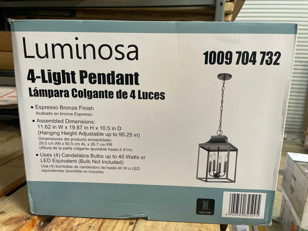 11.5 in. W 4-Light Espresso Bronze Finish Lantern Pendant Light