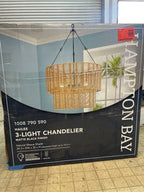 Hampton Bay Hailee 3-Light Basket Hanging Pendant Black Natural Weave Shade ----great deal