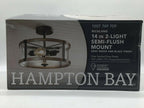 Hampton Bay Richland 2-Light Grey Wood Semi Flush Mount Clear Seedy Glass