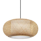 Hampton Bay Bayneswood 60-Watt 1-Light Natural Cane Pendant with Black Accents