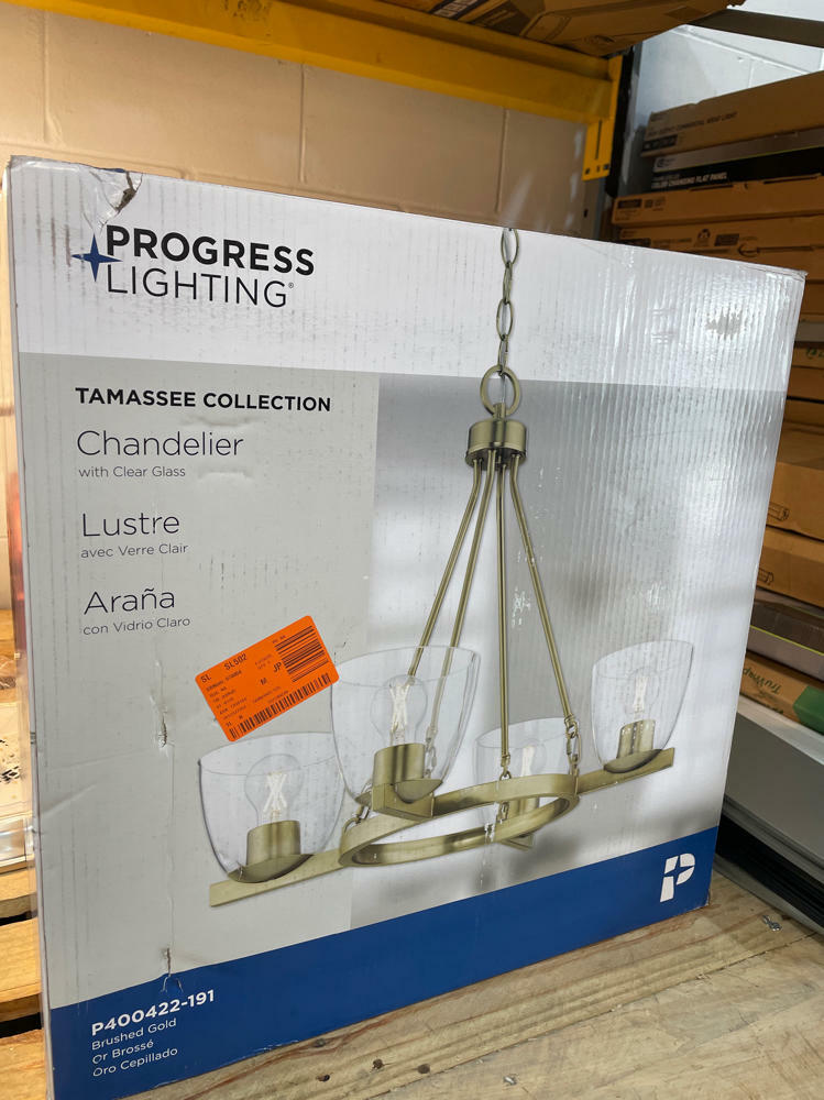 Tamassee Collection 4-Light Brushed Gold Updated Traditional Chandelier with