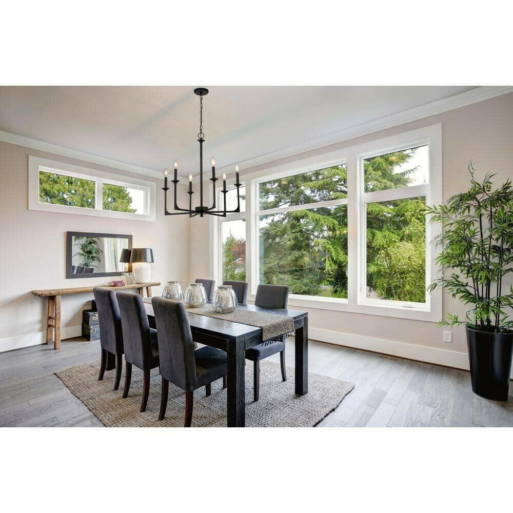 Hampton Bay Highgate 6-Light Matte Black Chandelier 27 in x 28.3 in