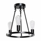 Hampton Bay Stratton 14 in. 3-Light Black Semi-Flush Mount HDP00007