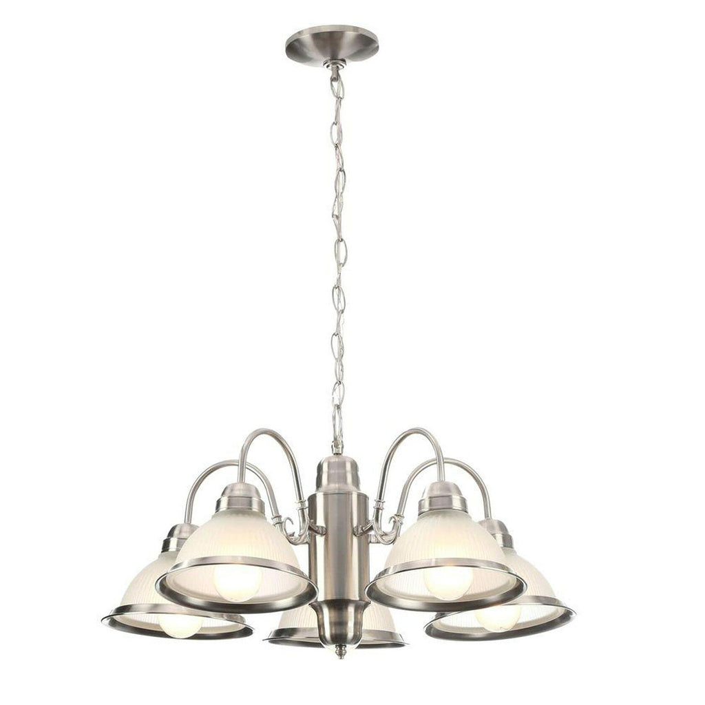 Hampton Bay Lighting, Hampton Bay Halophane 5Light Frosted Glass Shade Brushed Nickel Finish Chandelier, 44115