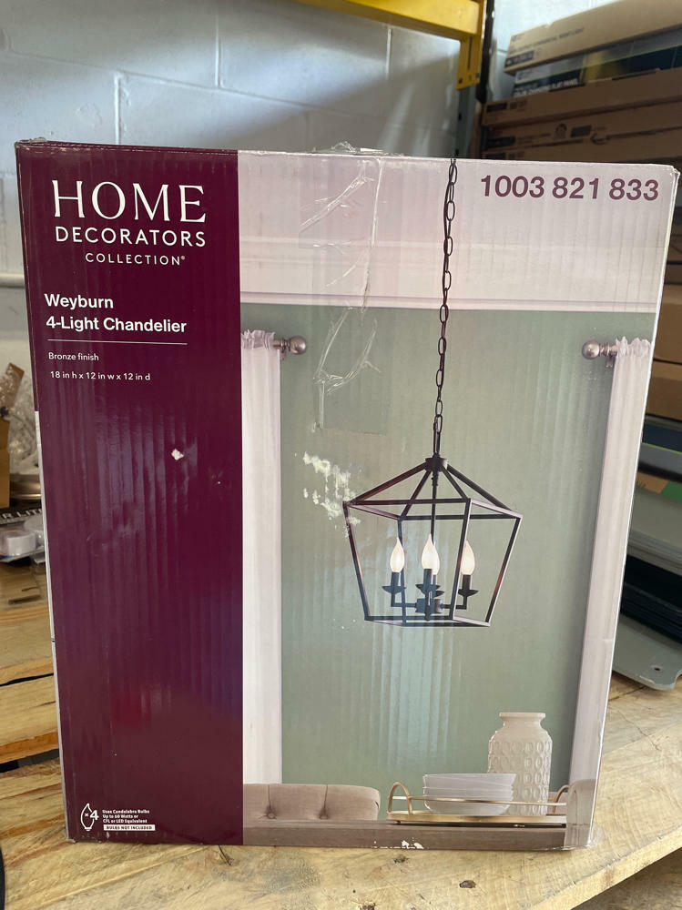 Home Decorators Collection 4- Light Bronze Caged Chandelier