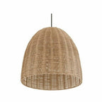 Highler 1-Light Matte Black Island Pendant with Natural Rattan Shade