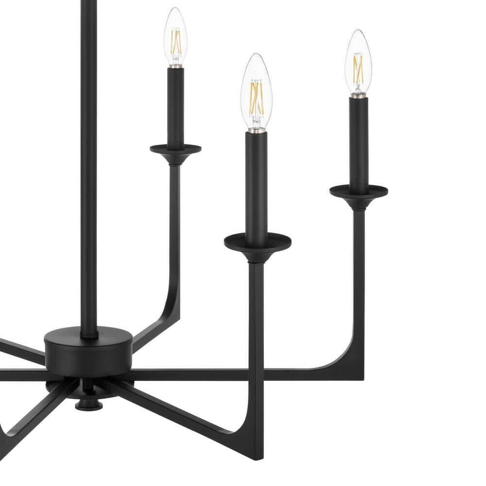 Hampton Bay Highgate 6-Light Matte Black Chandelier 27 in x 28.3 in