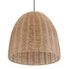 Highler 1-Light Matte Black Island Pendant with Natural Rattan Shade