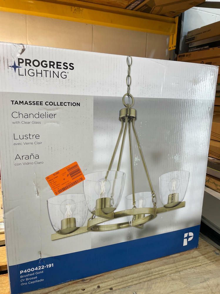 Tamassee Collection 4-Light Brushed Gold Updated Traditional Chandelier with