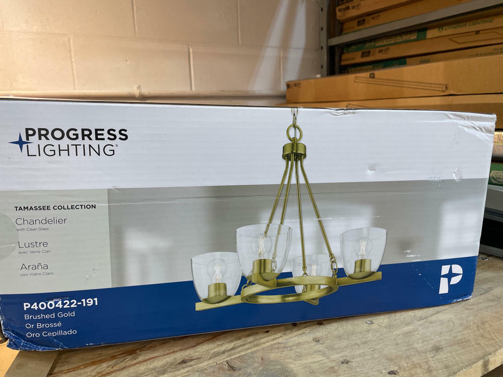 Tamassee Collection 4-Light Brushed Gold Updated Traditional Chandelier with