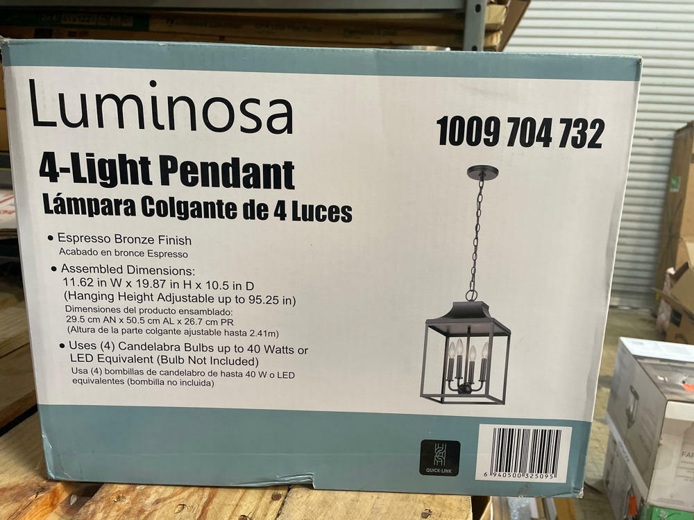 11.5 in. W 4-Light Espresso Bronze Finish Lantern Pendant Light