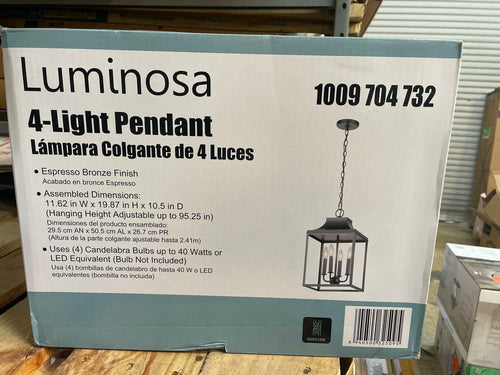 11.5 in. W 4-Light Espresso Bronze Finish Lantern Pendant Light