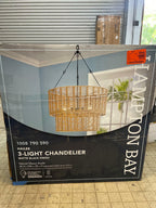 Hampton Bay Hailee 3-Light Basket Hanging Pendant Black Natural Weave Shade ----great deal