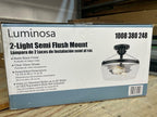 13 in. W 2-Light Matte Black Semi-Flush Mount Clear Glass