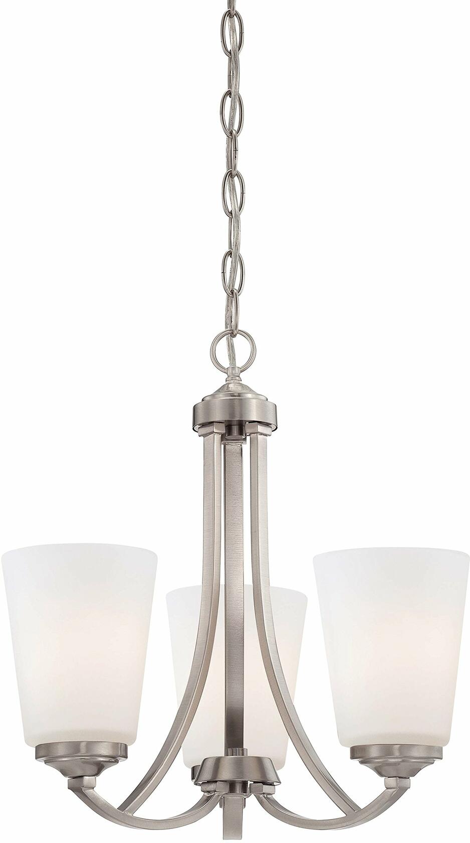 Minka Lavery Chandelier Lighting 4963-84, Overland Park Glass with Shades, 3 Light, Nickel