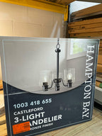 Hampton Bay Castleford 3-Light Satin Bronze Chandelier with Clear Glass Shades