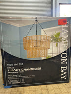 Hampton Bay Hailee 3-Light Basket Hanging Pendant Black Natural Weave Shade ----great deal