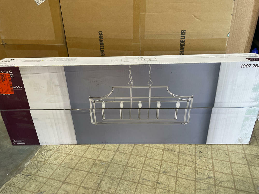 Home Decorators Collection Crestview 34 in. 5-Light Brushed Nickel Transitional