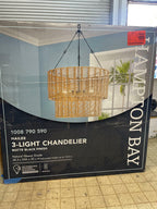 Hampton Bay Hailee 3-Light Basket Hanging Pendant Black Natural Weave Shade ----great deal