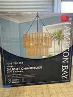 Hampton Bay Hailee 3-Light Basket Hanging Pendant Black Natural Weave Shade ----great deal