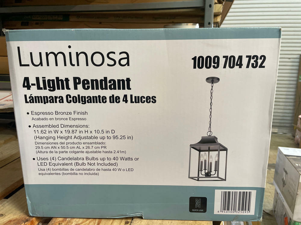 11.5 in. W 4-Light Espresso Bronze Finish Lantern Pendant Light