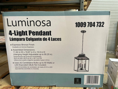11.5 in. W 4-Light Espresso Bronze Finish Lantern Pendant Light