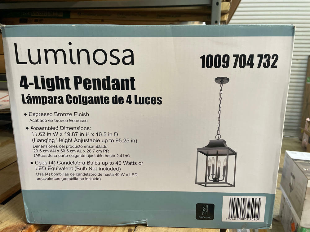 11.5 in. W 4-Light Espresso Bronze Finish Lantern Pendant Light