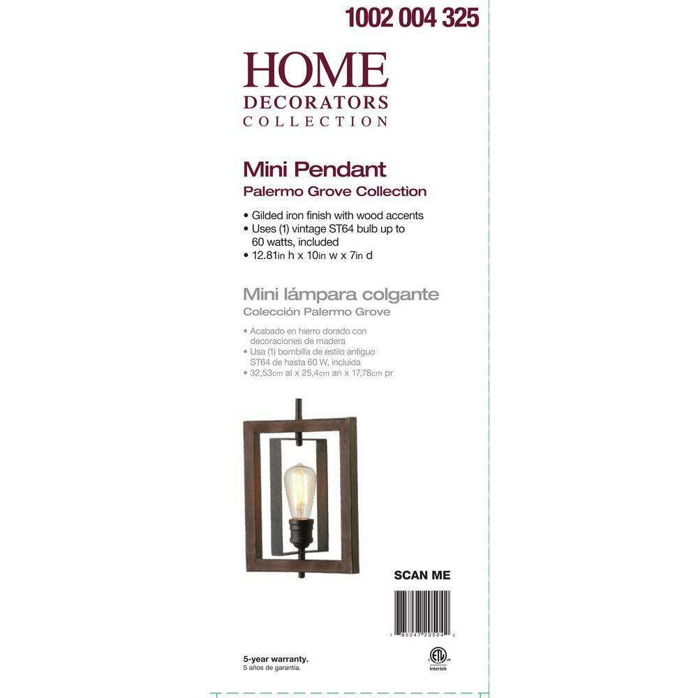 Palermo Grove 10 in. 1-Light Gilded Iron Kitchen Island Mini-Pendant