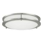 Flaxmere 14 in. Modern Brushed Nickel Selectable CCT Integrated LED Flush Mount for Kitchens