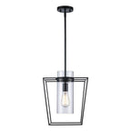 Monteaux Lighting 12 in. 1-Light Black Pendant Light Fixture with Clear Glass