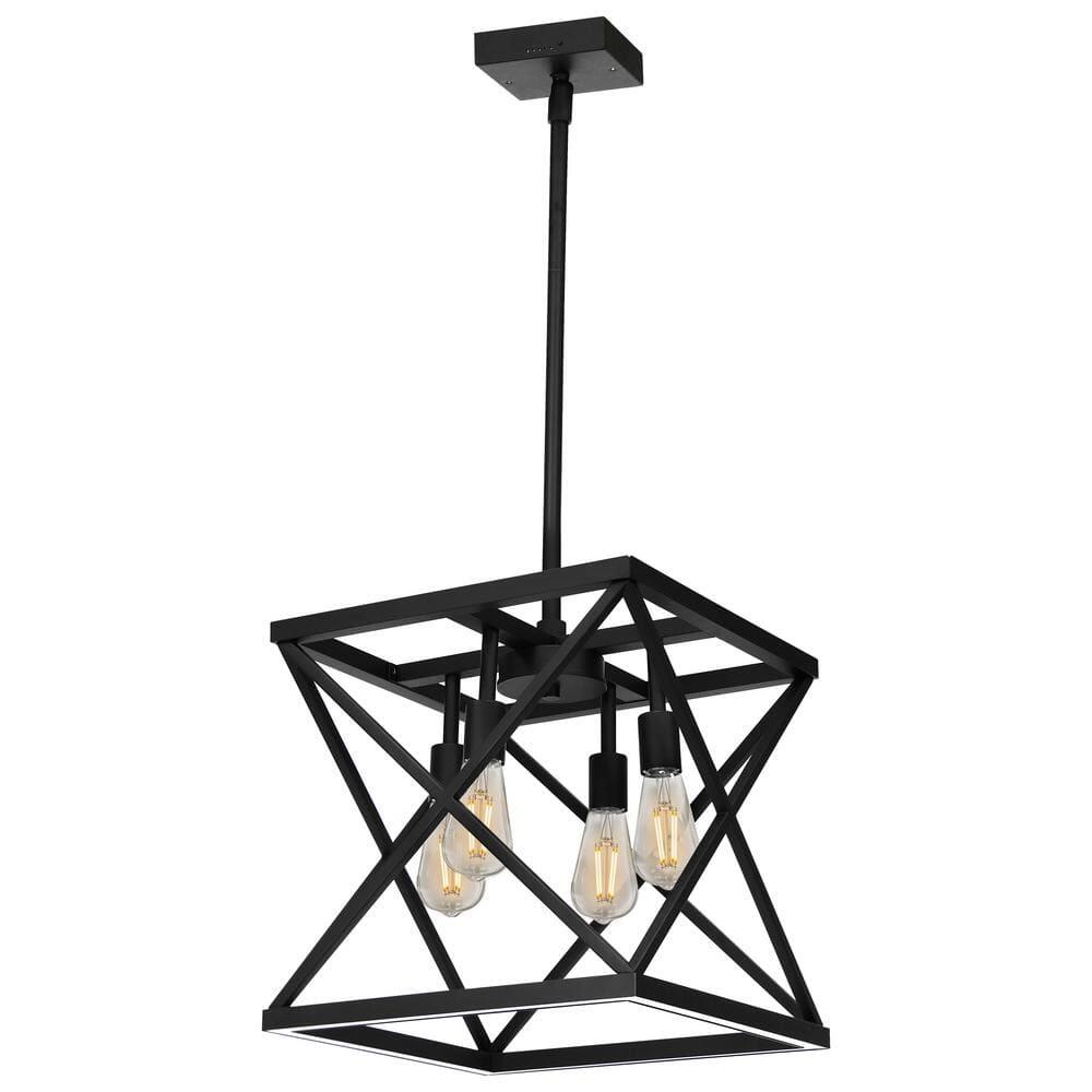 Katalyst 60-Watt 4-Light Matte Black Modern Adjustable CCT and 3-Light Modes