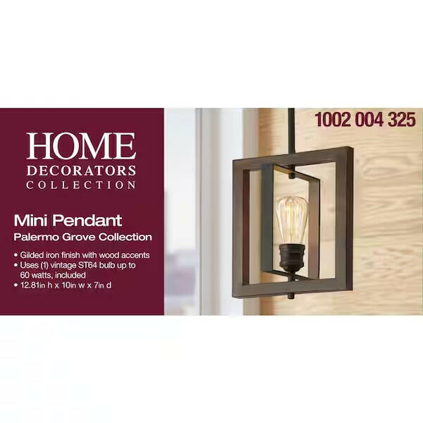 Palermo Grove 10 in. 1-Light Gilded Iron Kitchen Island Mini-Pendant