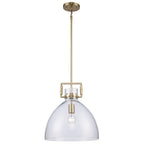 1-Light Gold Oversized Pendant Light Fixture with Clear Glass Shade
