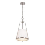 Alsy 1-Light Brushed Nickel Oversized Caged Mini Pendant with Linen Shade