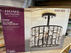Home Decorators Collection Kristella 12.5 in. 3-Light Matte Black Semi Flush Mount Light with Clear Crystal Shade