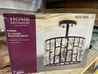 Home Decorators Collection Kristella 12.5 in. 3-Light Matte Black Semi Flush Mount Light with Clear Crystal Shade