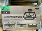 Feit Electric 15" 3-Light Trapezoid Matte Black Selectable CCT LED Semi-Flush Mount Ceiling Light