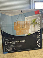 Hampton Bay Hailee 3-Light Basket Hanging Pendant Black Natural Weave Shade ----great deal