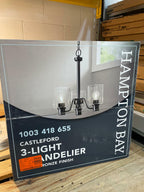 Hampton Bay Castleford 3-Light Satin Bronze Chandelier with Clear Glass Shades