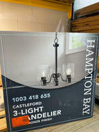 Hampton Bay Castleford 3-Light Satin Bronze Chandelier with Clear Glass Shades