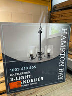 Hampton Bay Castleford 3-Light Satin Bronze Chandelier with Clear Glass Shades