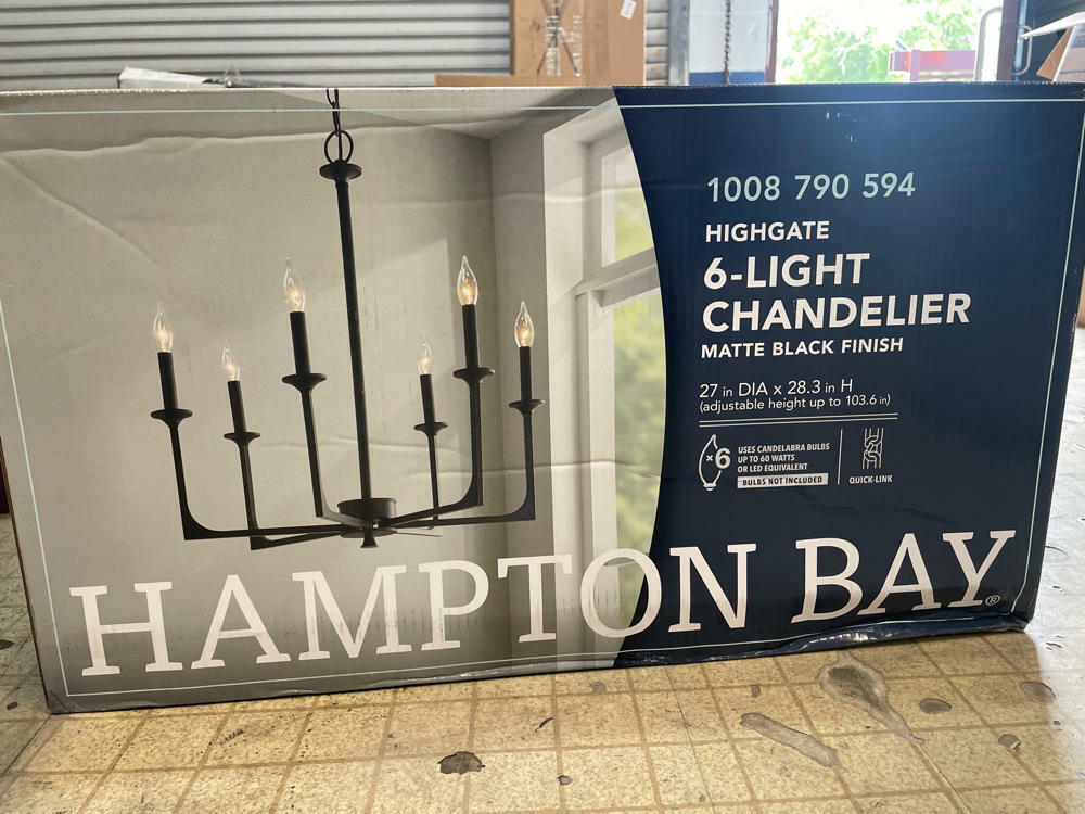 Hampton Bay Highgate 6-Light Matte Black Chandelier 27 in x 28.3 in