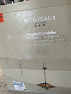 4-Light Black and Gold Chandelier Light Fixture with Metal Shade