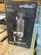 Artika Essence Cylinder Black Modern Integrated LED Indoor/Outdoor Porch Light Wall Lantern Sconce with Bubble Glass