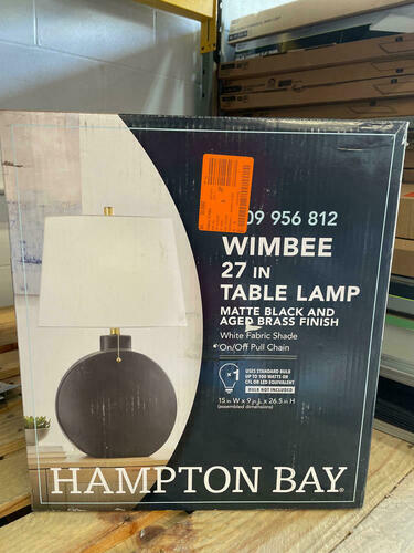 Wimbee 26.5 in. Ceramic Black Indoor Table Lamp with White Fabric Shade