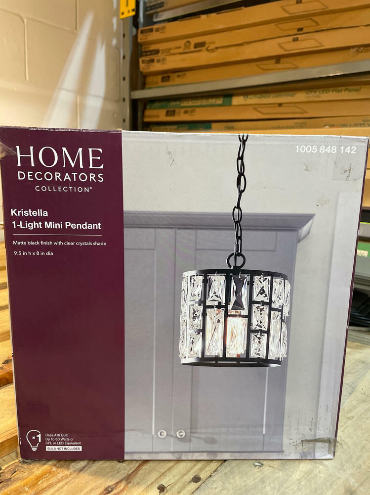 Matte Black Pendant with Clear Crystals